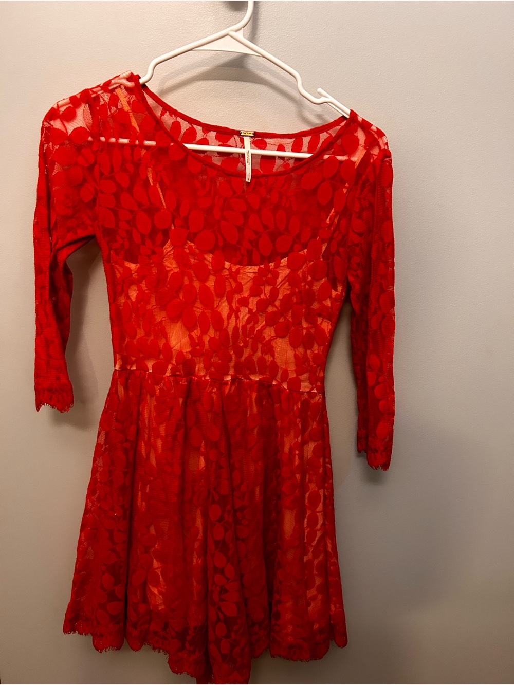 Anthropologie Women’s Red Lace Fit-and-Flare Dress